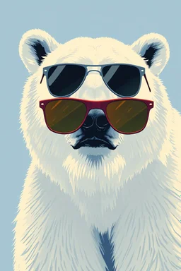 polar bear with sunglasses in the style of warhol