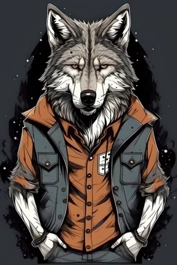 Wolf animal. Look at me. Stylish clothes