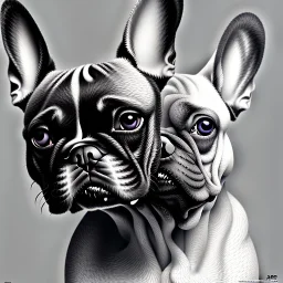 Corps homme, visage bouledogue francais