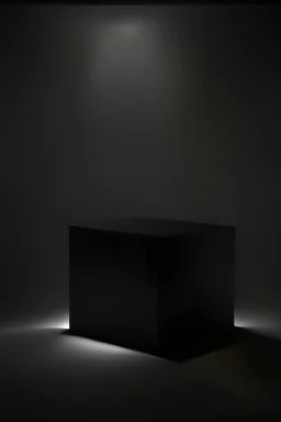 A mockup of a box, rectangular beam shaped, dark background, dark setting, semi dark studio