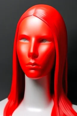 Red rubber face with rubber effect in all face with white sponge rubber effect long hair