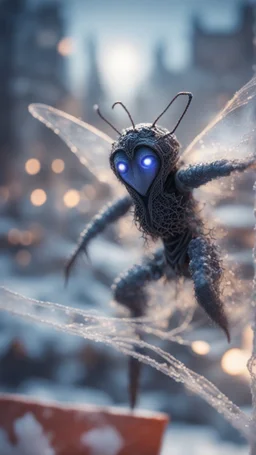 Illithid with butterfly wings frozen in net, bokeh like f/0.8, tilt-shift lens 8k, high detail, smooth render, down-light, unreal engine, prize winning