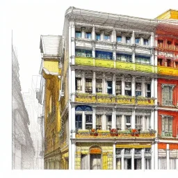 Details building cross section, interior croquis, building interior architecture from external ,building cross section,colourful detailed room+Book illustration by , Jean Baptiste Monge, strong lines, high contrast vibrant colors, highly detailed, 16k resolution, trending on behance