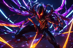 Hot Silk carnage in 8k solo leveling shadow artstyle, spider costum, dynamic pose, oshare kei, hurufiyya, rtx , neon lights, intricate details, highly detailed, high details, detailed portrait, masterpiece,ultra detailed, ultra quality