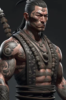 muscle men realistic samouraï tradionnal yakuza tokyo futuristic