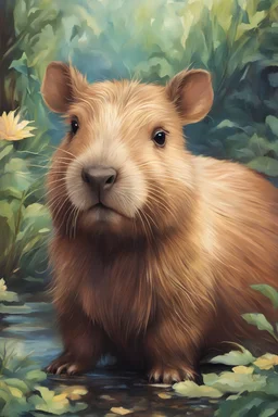 An art piece showcasing a cute capybara