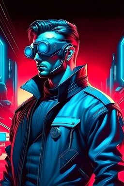 poster cyberpunk retro futuristic rebel man