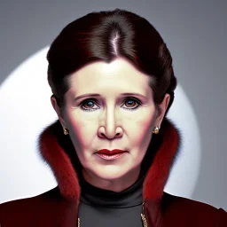 actress carrie fisher with symmetrical short hair, fur coat, 17th century, insanely detailed, 16k resolution, perfect eyes, round pupil, cinematic smooth, intricate detail, painted Renaissance style