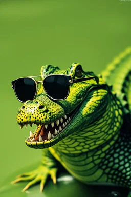 crocodile with sunglasses in the style of warhol