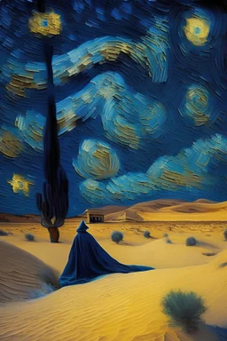 van gogh in Saudi Arabia desert the starry night