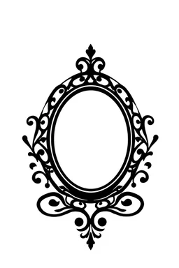 silhouette of a thick black ornamental oval picture frame, black on white vector