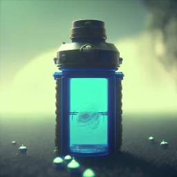 a blue glowing mana potion, steam punk, realistic, made in octane, cinematic, ultra-realistic, extremely detailed octane rendering, 8K, VRAY Super Real ar 2:3, dof photorealistic futuristic 50mm lens hard lighting dark gray tintype photograph, realistic lighting