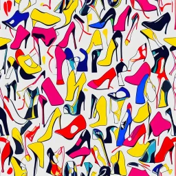 a highly detailed painting of high heel shoes, seamless pattern tile, pop art