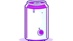 90s sticker of a fizzy grape soda can on a white background, no shadow, pastel, lofi, cute, aesthetic