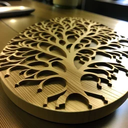 make a coaster with a tree fit for laser cutting