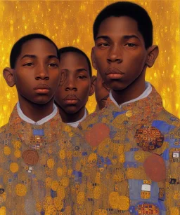 royal African American young brothers of four by Gustav Klimt