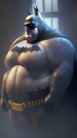 Batman but fat from,digital art,Cinematic lighting,realistic,4K