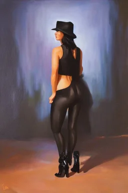 Full body portrait, painting, medium shot lady CyberNoir