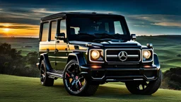 A sleek (((Dodge G Wagon))) with a majesticly curved rear, cutting through a (sunny, open countryside) backdrop