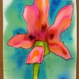 tiny watercolor of single long stem flower, etsy, heavy cardstock