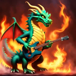 Dragon, Fire and Smog, play gitarre, pixar style