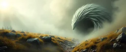 earth elementals burrow, depth of field, volume light, fog, a fluffy quickling twister interdimensional sci fi