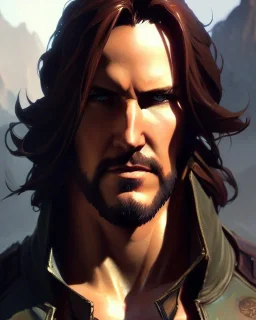 "matt mercer, full-scale head and shoulders portrait, 8k resolution concept art portrait by Greg Rutkowski, Artgerm, WLOP, Alphonse Mucha dynamic lighting hyperdetailed intricately detailed Splash art trending on Artstation triadic colors Unreal Engine 5 volumetric lighting Splash art fantasy