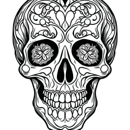 very simple Coloring page for beginers with skull, very Bold outlines and white background, not very detailed, without any patterns