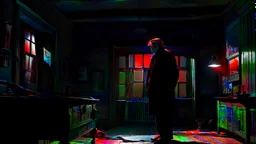 Hogyan is érthetné a második emeleti lakó a földszinten élő nyomorúságát? high contrast, detailed, dark , noir, thriller, deep dark colors, gloomy, cinematic
