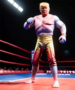 Donald trump wrestling fighter, naked, red breeches, retro style, 80s, hot ambient, photo studio, red, gold, vibrant color, gradient, highly detailed, art stations, concept art, smooth, unreal engine 5, god rays, ray tracing, RTX, lumen lighting, ultra detail, volumetric lighting, 3d, finely drawn, high definition, high resolution.