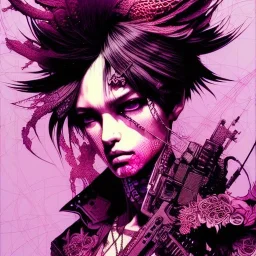 beautiful punk girl, hyper detailed, hyperdetailed, intricately detailed, illustration by <kilian eng> <Yoji Shinkawa>,beautiful punk girl, hyper detailed, intricately detailed, illustration by <kilian eng> <Yoji Shinkawa>, purple tones, darkred tones,