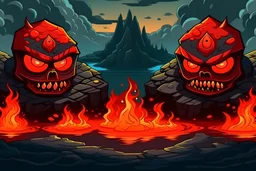 Lava lakes with angry masks