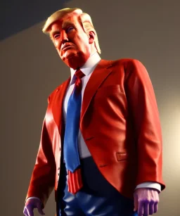 Realistic image Donald trump wrestling fighter, red breeches, suspenders, retro style, 80s, red, gold, vibrant color, highly detailed, concept art, unreal engine 5, god rays, ray tracing, RTX, lumen lighting, ultra detail, volumetric lighting, 3d, finely drawn, high definition, high resolution.