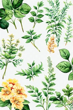 Create a "Vintage Botanicals and herbs" watercolour pattern. vintage botanical illustrations with designs featuring intricate floral patterns, botanical sketches, and lush foliage