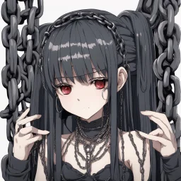 dark anime gilr with a chains in abism