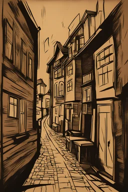 german expressionism inpired alley inn cardboard