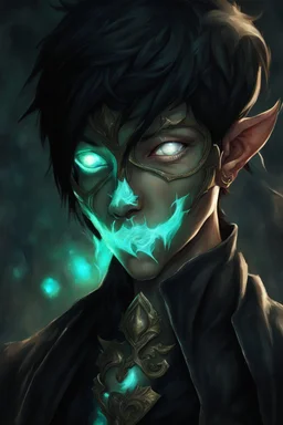 fantasy art, young male, elf, noble, mask, pale skin color