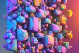 3D colorful geometric installation, simplistic, studio lighting, C4D, 16k, Behance, Artstation, centered, top down camera, vibrant