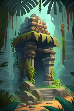 Lost Temple realistic cartoon jungle