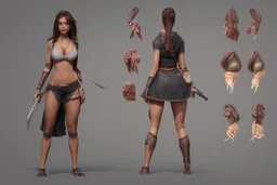 Female character full anatomy Proportions including front, side, and back mode sheet .stylized animation character 8k Art station. realistic style