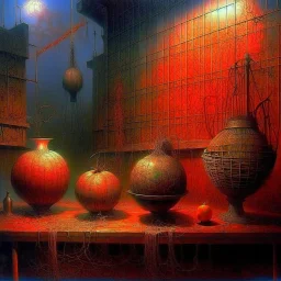 still life oil painting, Zdzisław Beksiński