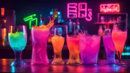 Neon alcoholic color drinks