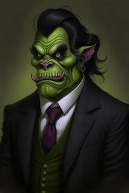 Portrait of a half-ogre well dressed