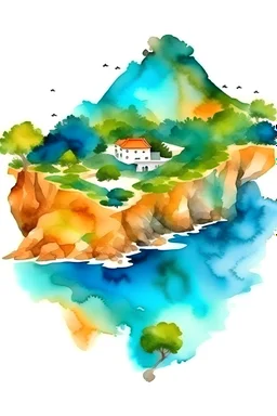 Cyprus shape island in watercolor