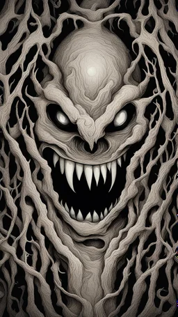 Your phone's background image represents an extremely dark and mysterious scene. The image features a pitch-black background, creating an aura of mystery and intrigue. Deep within the image, a cryptic monster is faintly visible, sporting a sly smile on its face. The monster's features appear enigmatic and profound, capturing the viewer's attention and arousing curiosity. The monster is subtly portrayed in the image, making it seem like a part of another mysterious world. The dark colors and dee