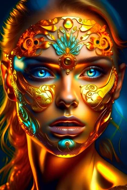 fantasie portret womans face with nice golden and silver decoration in face