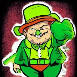 Leprechaun,fat,ugly,comic book style,