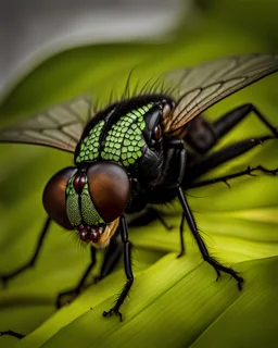a national geographic style photograph of a housefly arachnid lizard hybrid, in frame, large wings