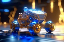 low poly highly symmetric metallic rocket propelled atv with glass bubble roof, bokeh like f/0.8, tilt-shift lens 8k, high detail, smooth render, down-light, unreal engine, prize winning