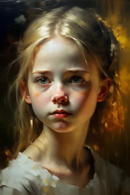 an expressive painting of a beautiful white young girl, we might see a companion with features of absolute strength and determination, blended with warmth and deep faith. Perhaps his face expresses wisdom and courage, with eyes radiating confidence and faith.